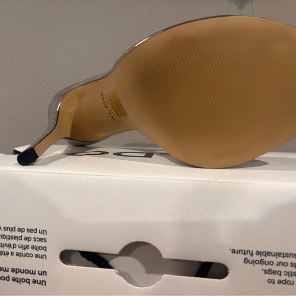 Aldo Marcelia Silver High Heel Mules 10 NIB - Picture 8 of 8